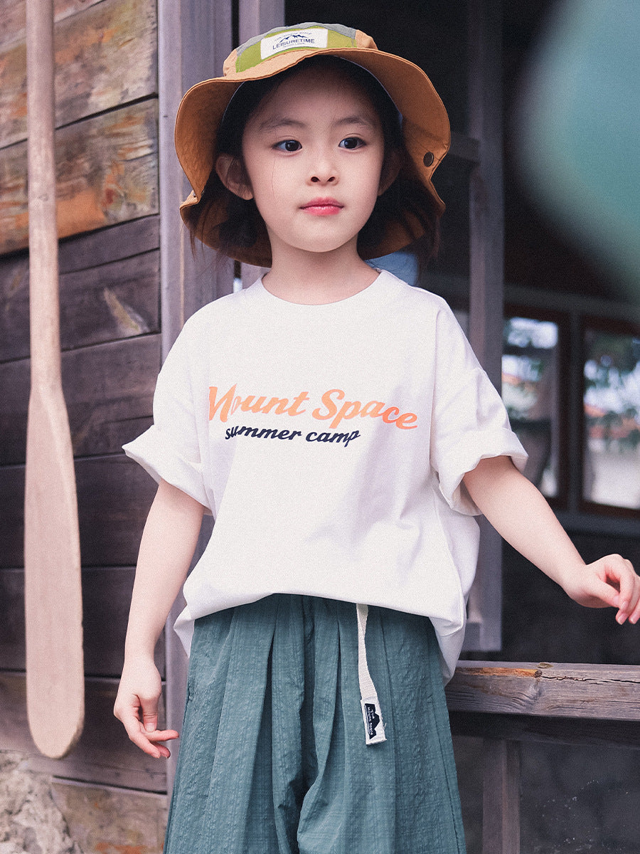Children's Outdoor Camping Style Short-sleeved Summer Breathing Cotton Round Neck Half-sleeved Children's T-shirt
