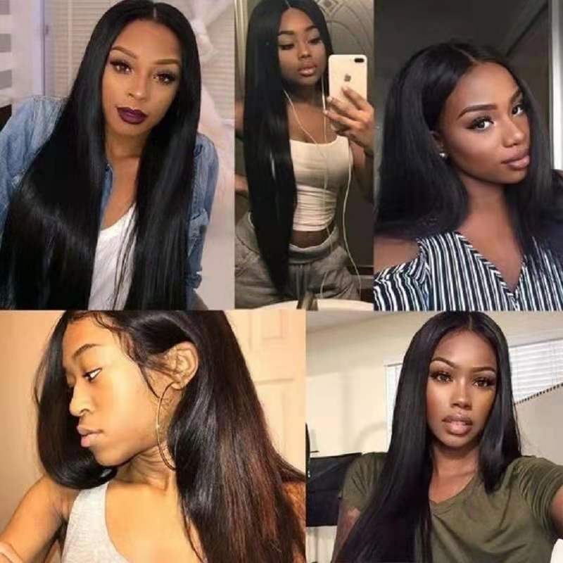 Women's Mid-length Front Lace Chemical Fiber Natural Long Straight Wig