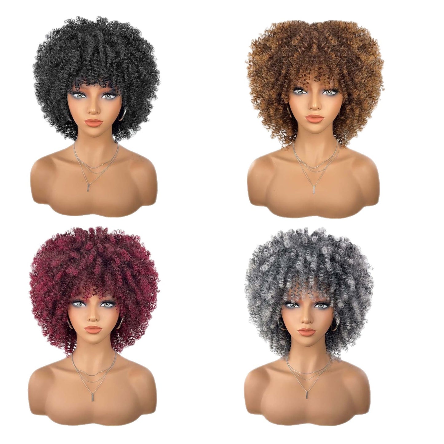 Natural Afro Fluffy Small Volume Fiber Wig Short Curly Hair