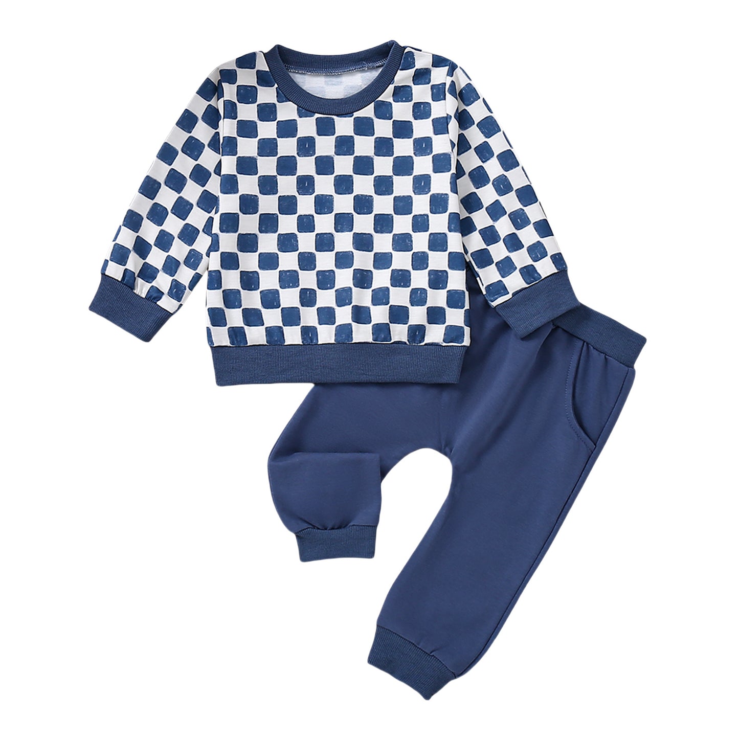 Children's Plaid Long-sleeved Trousers Pocket Boys To Children's Suit