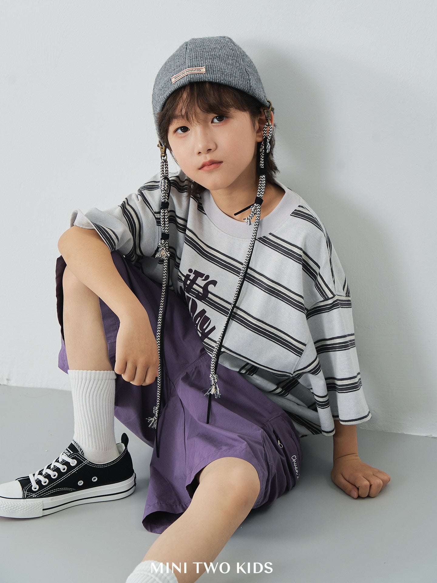 Children's Fashionable Clothing Salt Style Street Sweet Potato Striped Short Sleeve Children's T-shirt