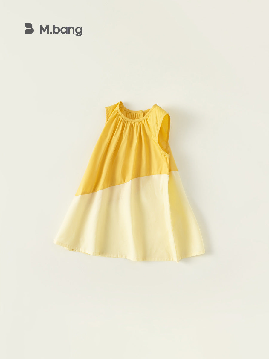 Children's Pastoral Style A- Line Skirt Color Matching Thin Sleeveless Children's Dress