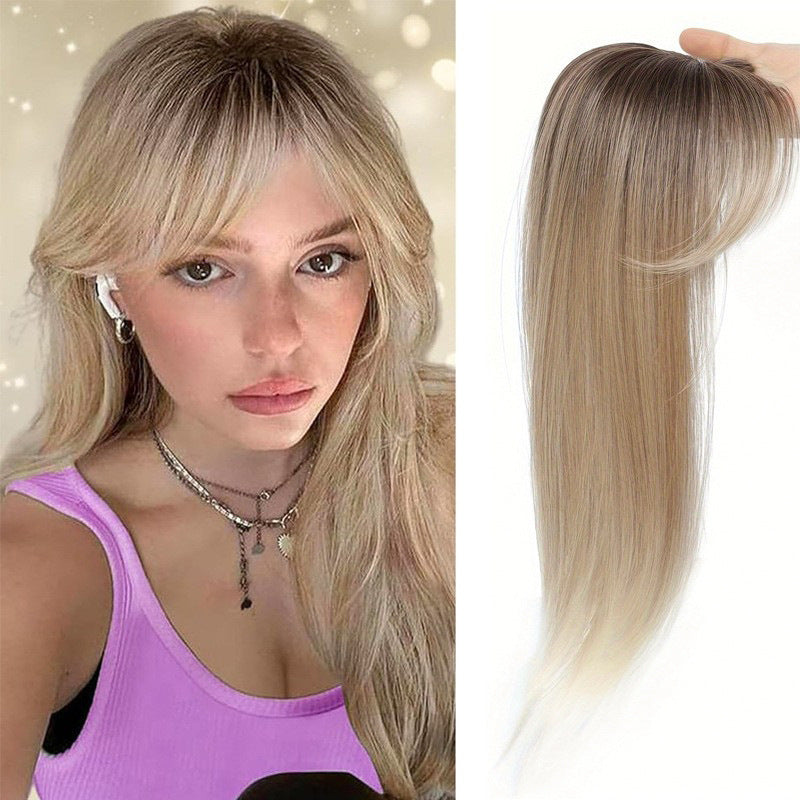 Women's Hairpiece Gradient Color Bangs Chemical Fiber Long Curly Hair Natural Wig
