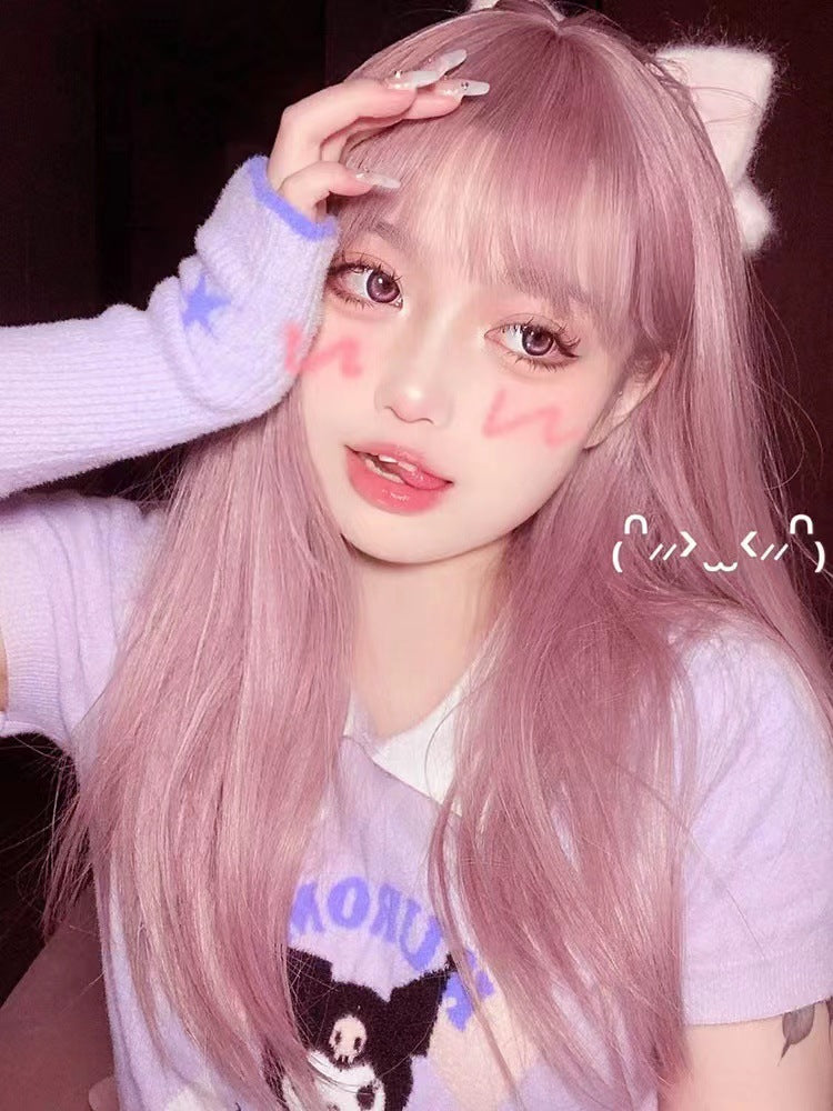 Hair Black Bangs Natural Simulation Human Long Straight Wig