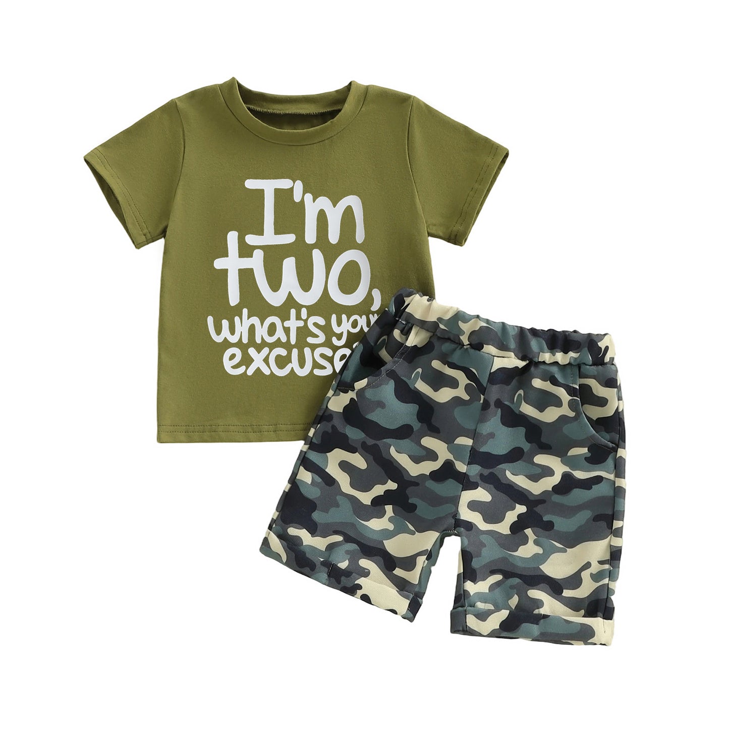 Boy Printed Short Sleeve Camouflage Shorts Children's Suit