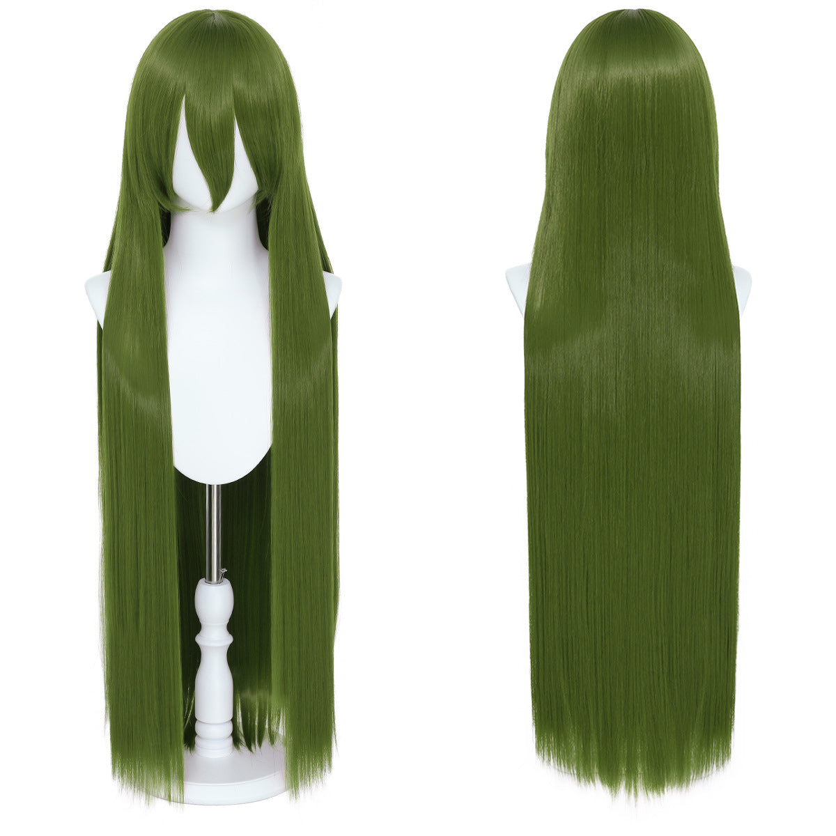 Long Straight Hair Hairpiece Blank Black White Cos Wig