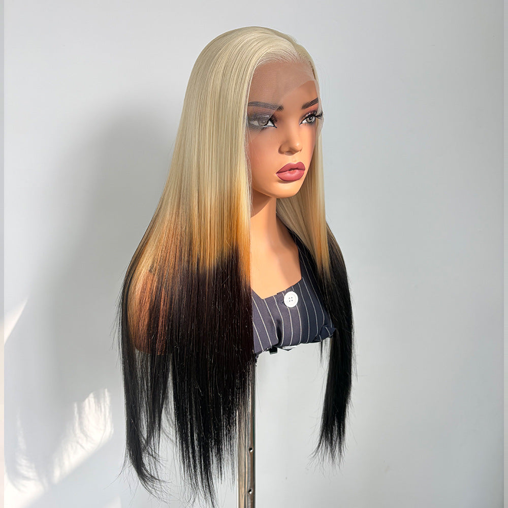 Gradient Brown Front Lace Dyed Synthetic Wig Long Curls
