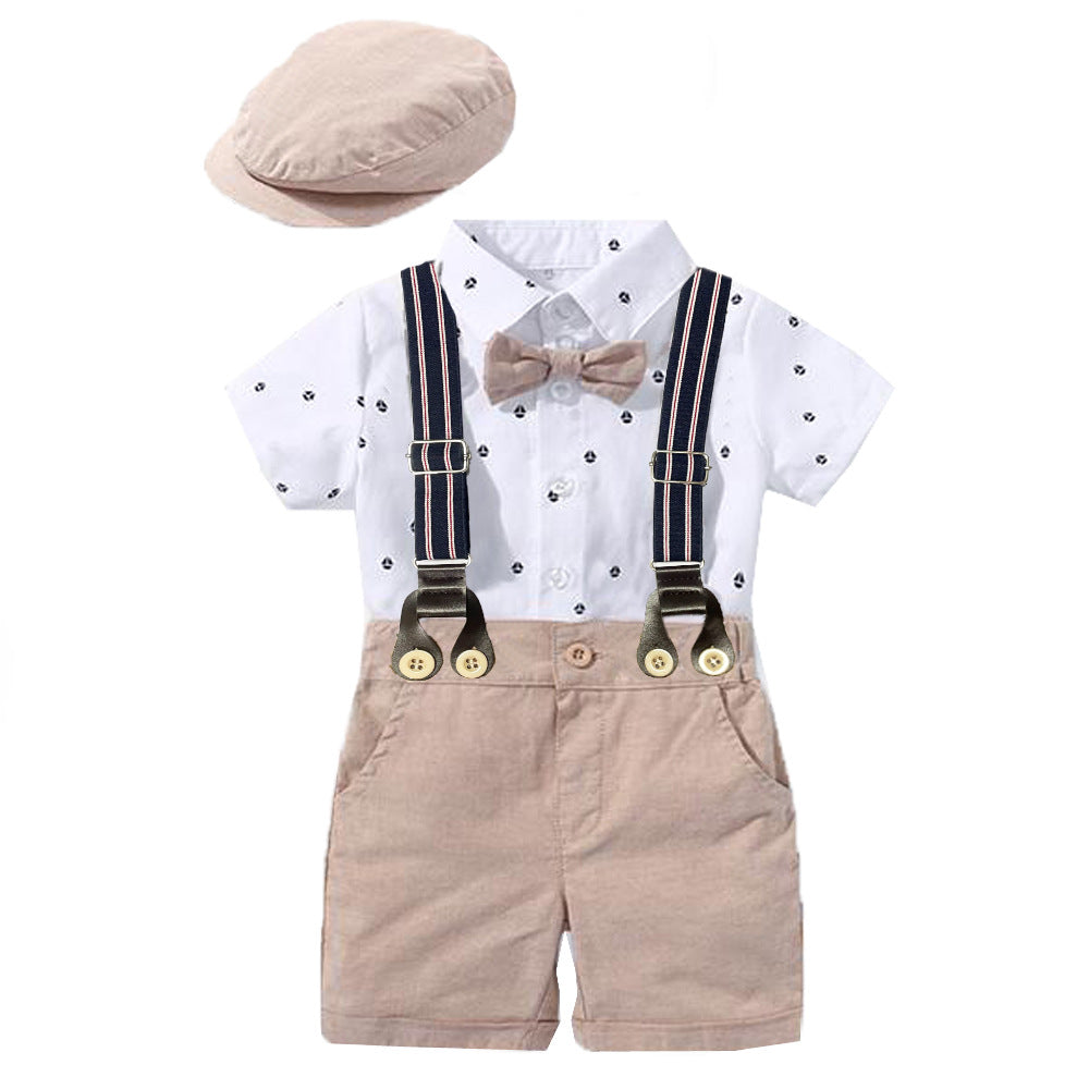 Boy Gentleman Triangle Rompers Shorts Hat Jumpsuit, Climbing Suit