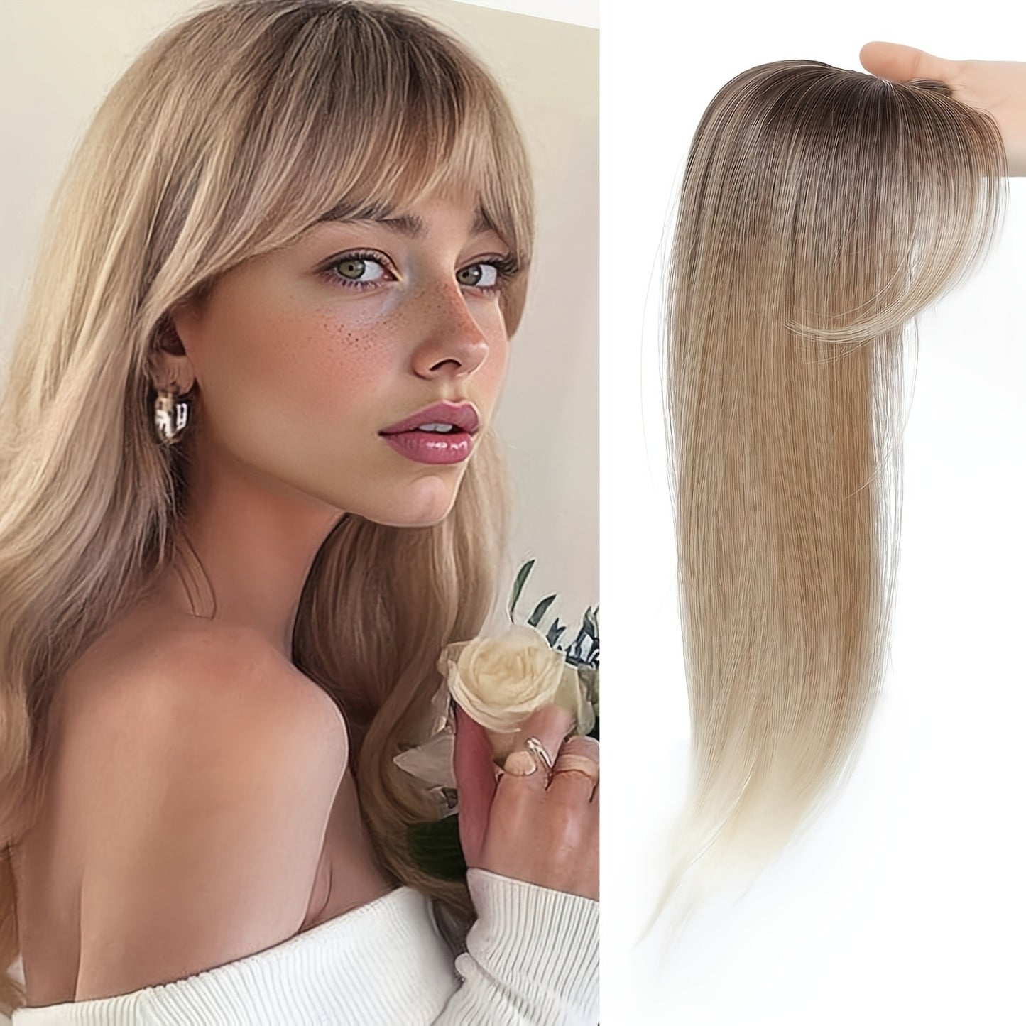 Gray Hair Sparse Air Bangs Piece Straight Wig