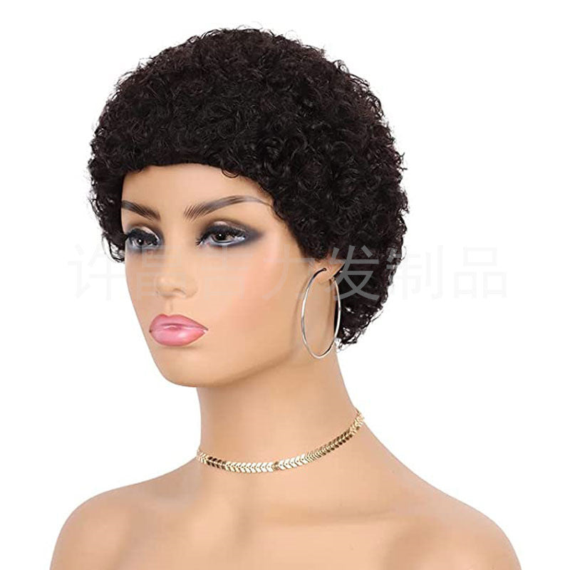 New Full Mechanism African Roll Human Real Hair Wig