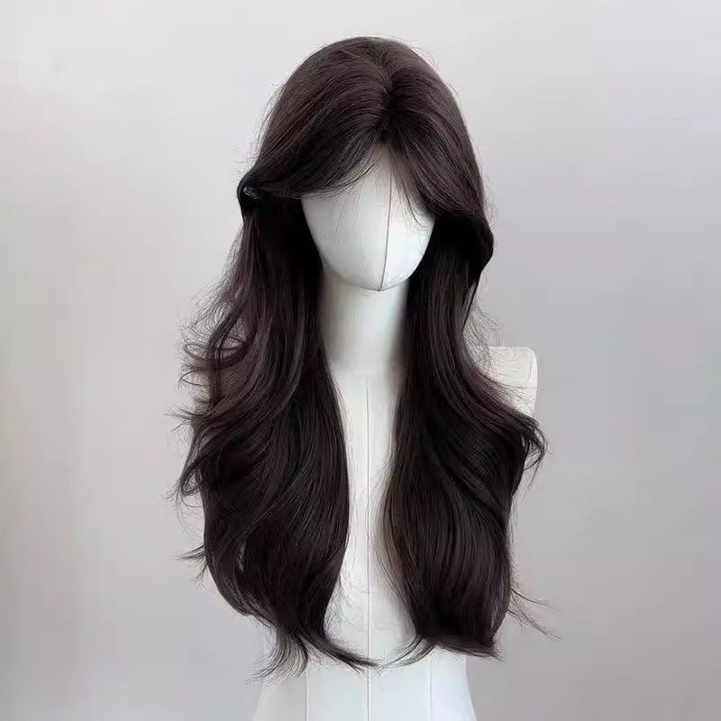 Female Bangs Big Wave Daily Fluffy Lazy Curly Hair Square Wig Long Curls
