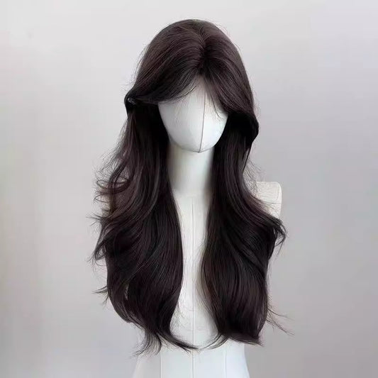 Female Bangs Big Wave Daily Fluffy Lazy Curly Hair Square Wig Long Curls