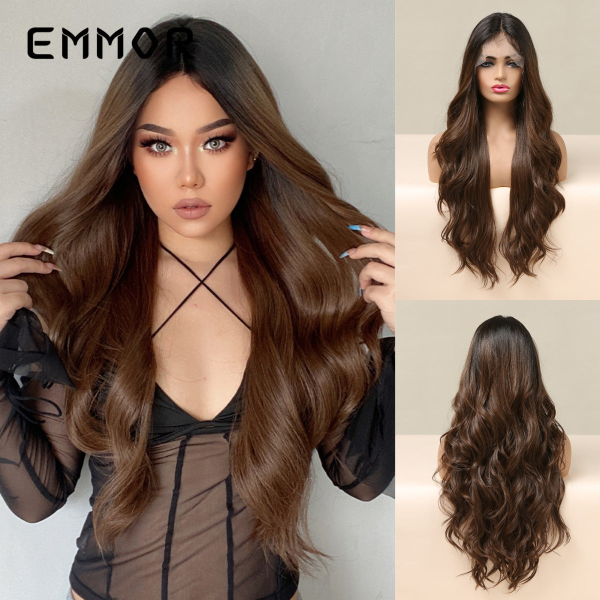 Large Area Lace Medium Wave Curly Wig Long Curls