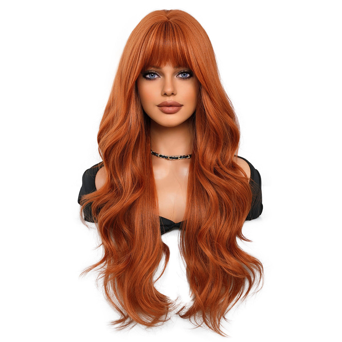 Bangs Big Wave Head Cover Rose Net Chemical Wig Long Curls