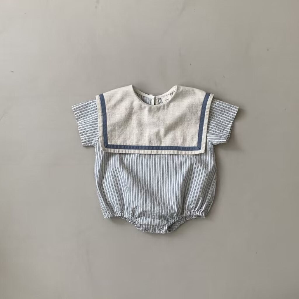 Summer Bodysuit Short Sleeve Navy Lapel Jumpsuit, Climbing Suit