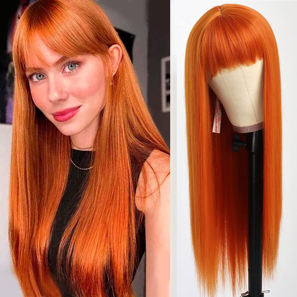 Women's Colorful Bangs Hair Chemical Fiber Long Straight Wig