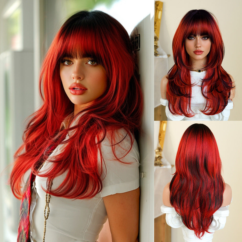 Quality Platinum Female Layered Texture Hair Bangs Natural Heat-resistant Long Straight Wig