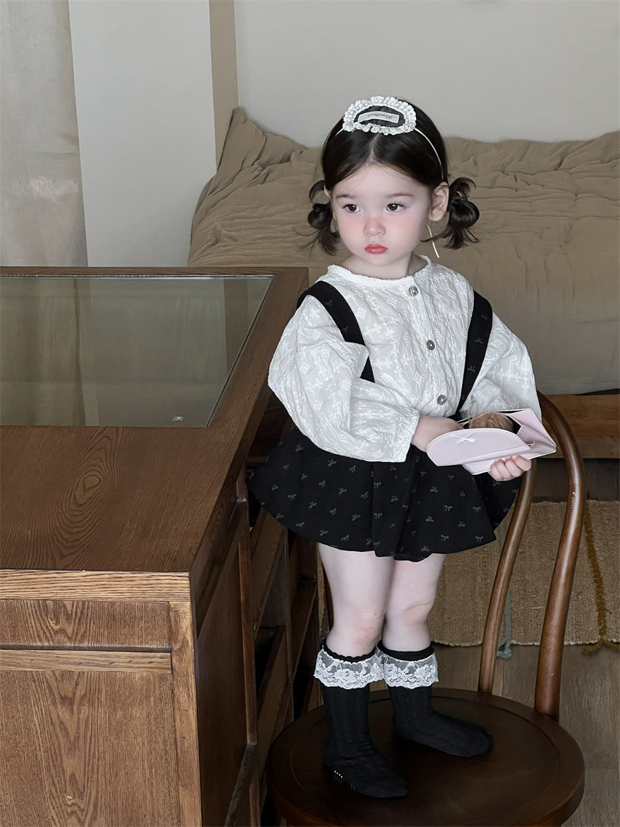 Children's Korean Style Clothing Clothes Doll Shirt Strap Bag Fart Blouse Children's Suit
