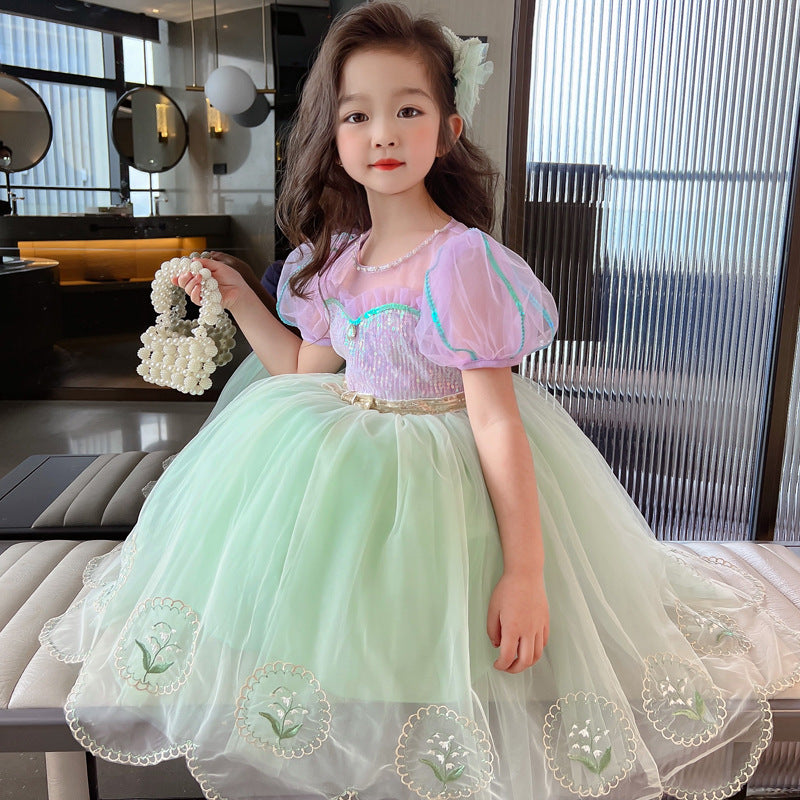 Summer Mermaid Umbrella Princess Trendy Mesh Cake Halloween Performance Children's Dress
