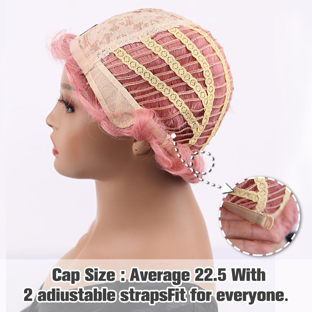 Generation Vintage Hand Push Water Ripple Simulation Wig Short Curly Hair