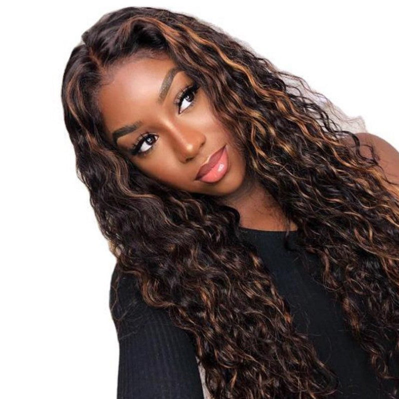 Women's Wrapped Tube Curly Hair African Small Brown Fiber Wig Long Curls