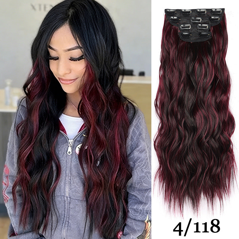 Hairpiece Clip Hair Extension Card Invisible Wig Long Curls
