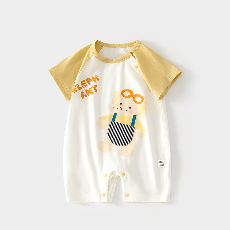 For Babies Summer Modal Short-sleeved Air Conditioning Jumpsuits Boneless Jumpsuit, Climbing Suit