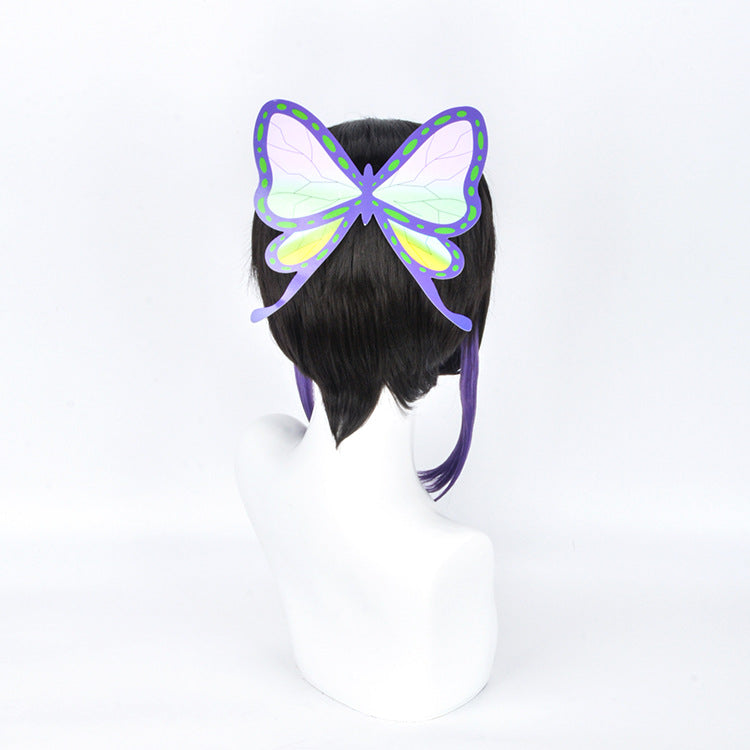 Column Ponytail Short Hair Black Purple Cos Wig
