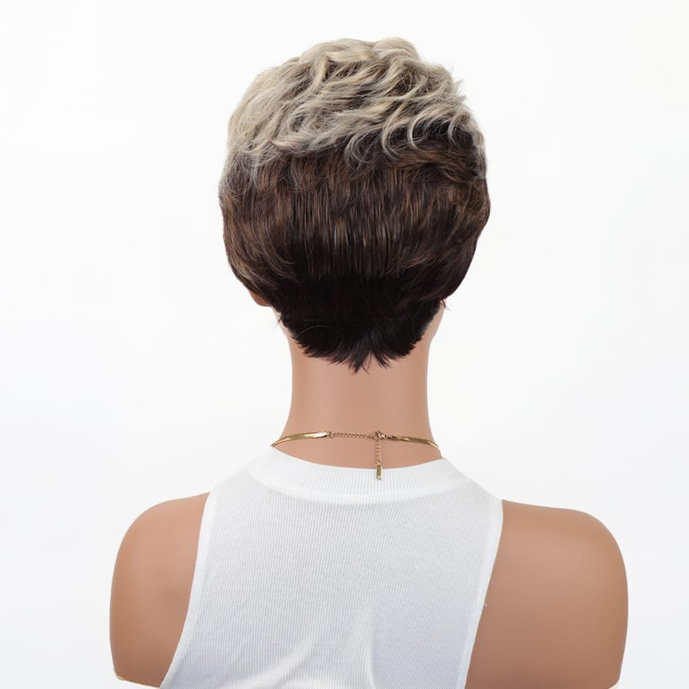 Women's Gradient Color Fashion Synthetic Wigs Rose Wig Short Straight Hair