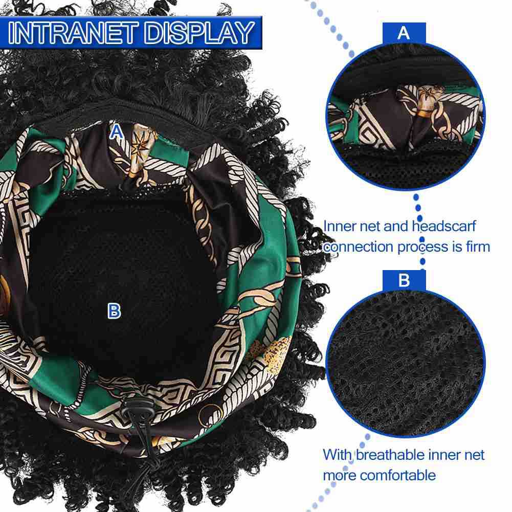 Women's African Small Bangs Integrated Headband Chemical Wig Short Curly Hair