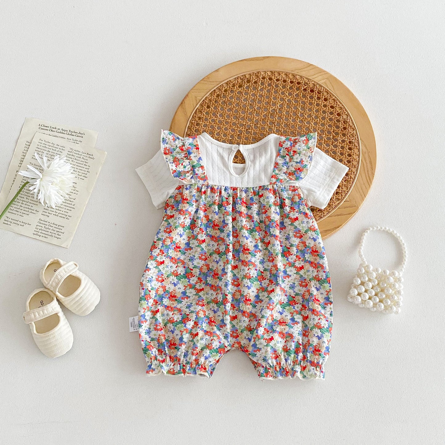 Thin Clothes Princess Floral Fake Two-piece Jumpsuit, Climbing Suit