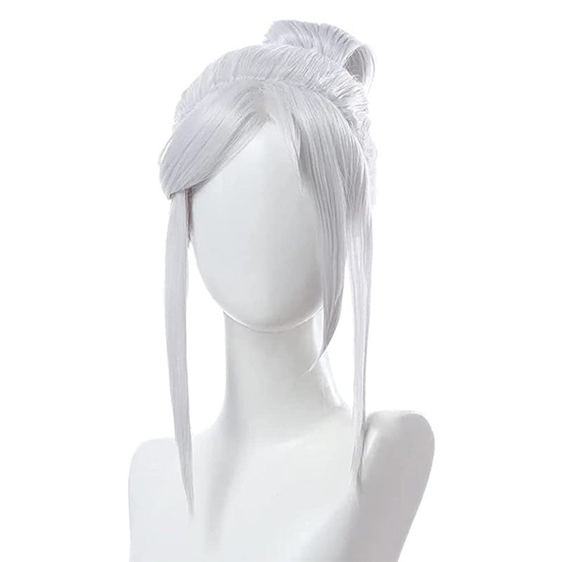 Dauntless Contract Sier White Ponytail Short Cos Wig