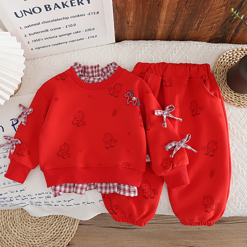 Children's Spring Sweater Fashion Funky Casual Two-piece Children's Suit