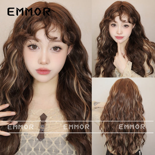 Women's Wool Small Curly Bangs Light Idle Style Wig Long Curls
