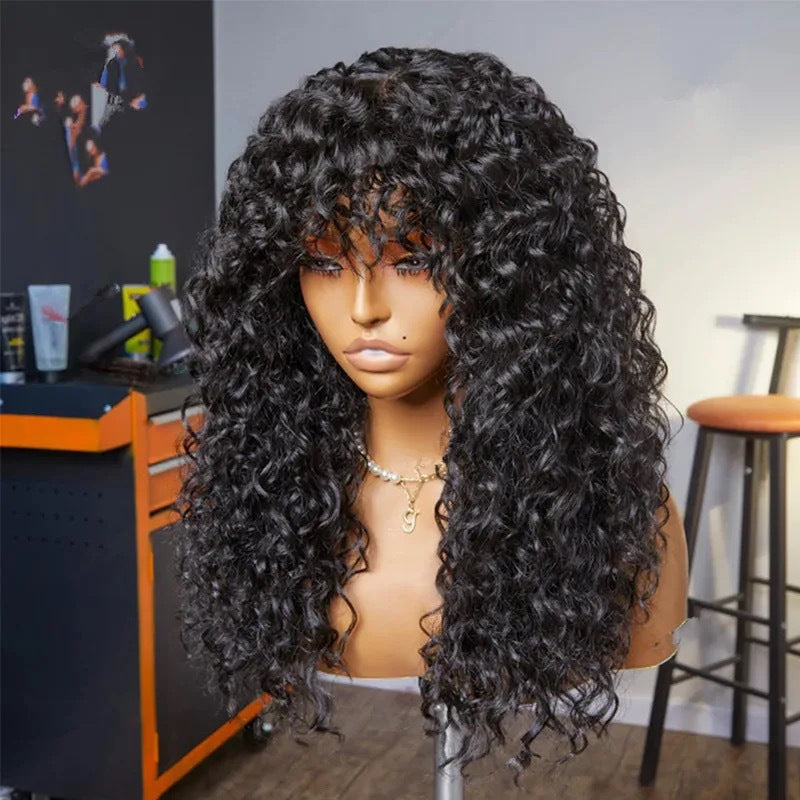 Front Lace Sheath African Small Roll Wig Long Curls