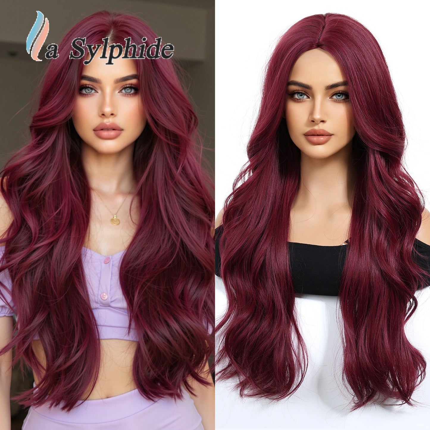 Brown Gradient Hair Fiber Mechanism Medium Curly Tie Up Bun Wig Long Curls