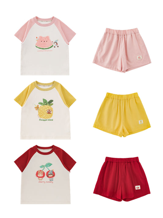 Short Sleeve T-shirt Cool Fruit Top Summer Loose Shorts Children's Suit