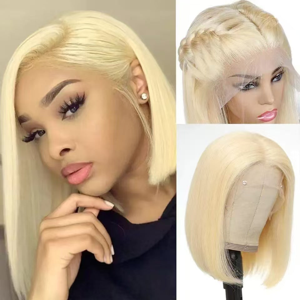 Cool Brazilian Bob With Frontal Human Wig Short Straight Hair