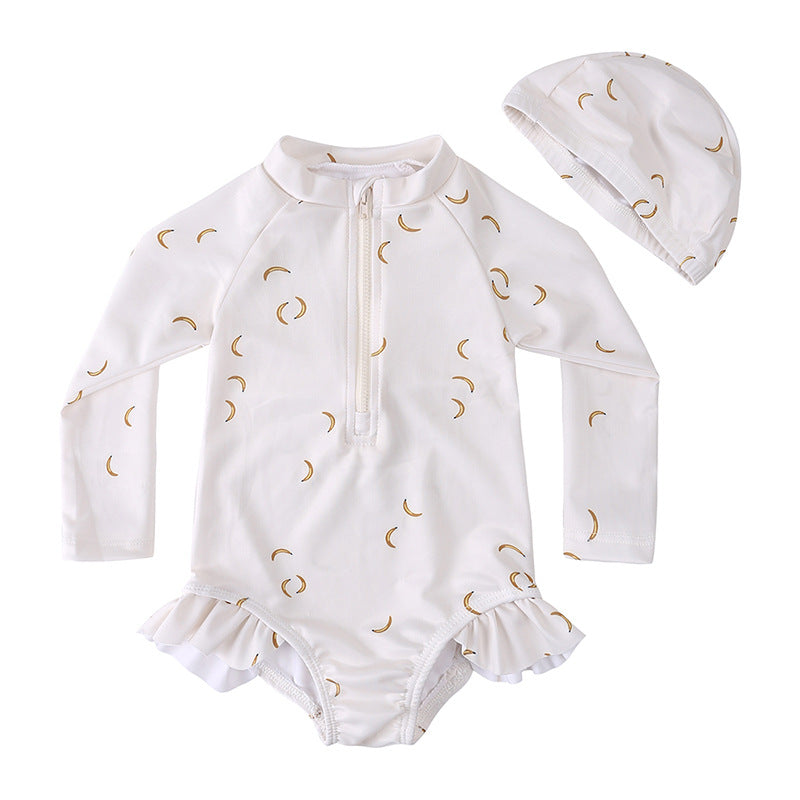 Children's Summer Swimsuit One-piece Long Sleeves Sun Protection Beach Vacation Jumpsuit, Climbing Suit