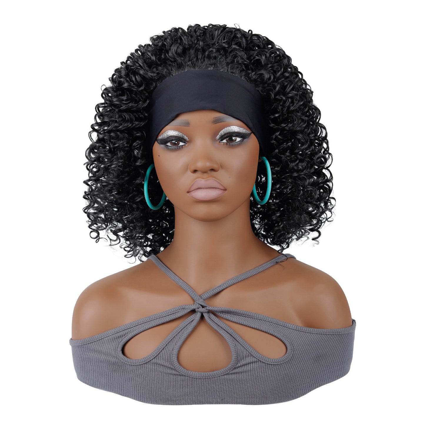 Graceful Ice Silk Band Headband Sheath Wig Short Curly Hair