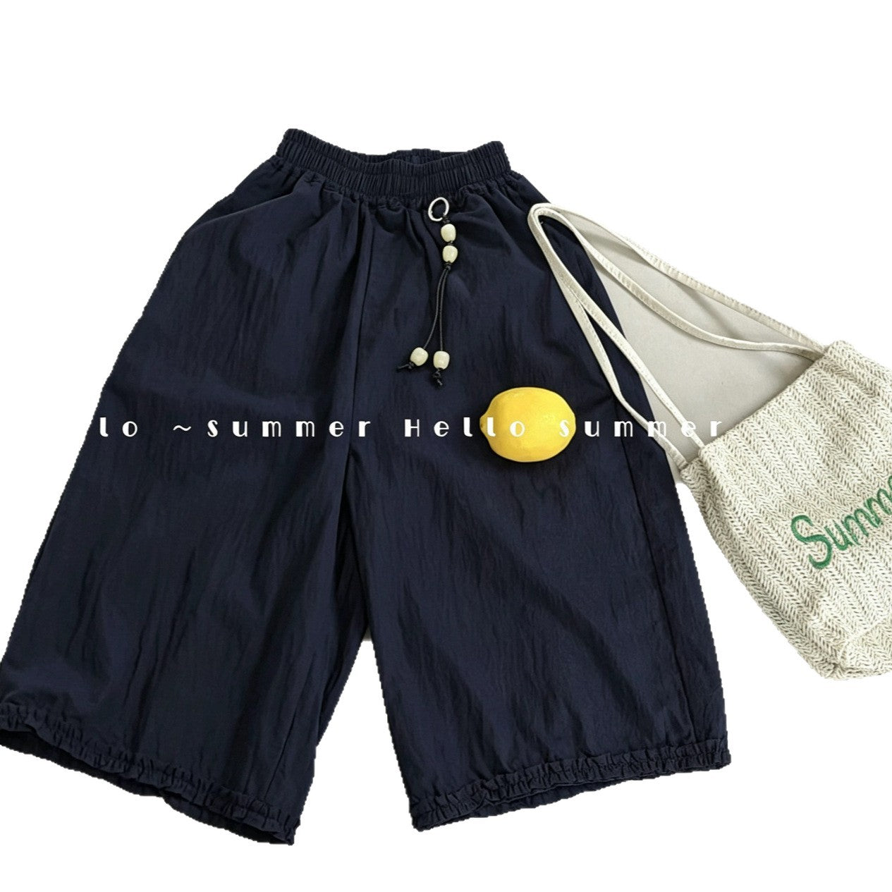 Children's Summer Solid Color Medium Big Korean Lace Children's Pants