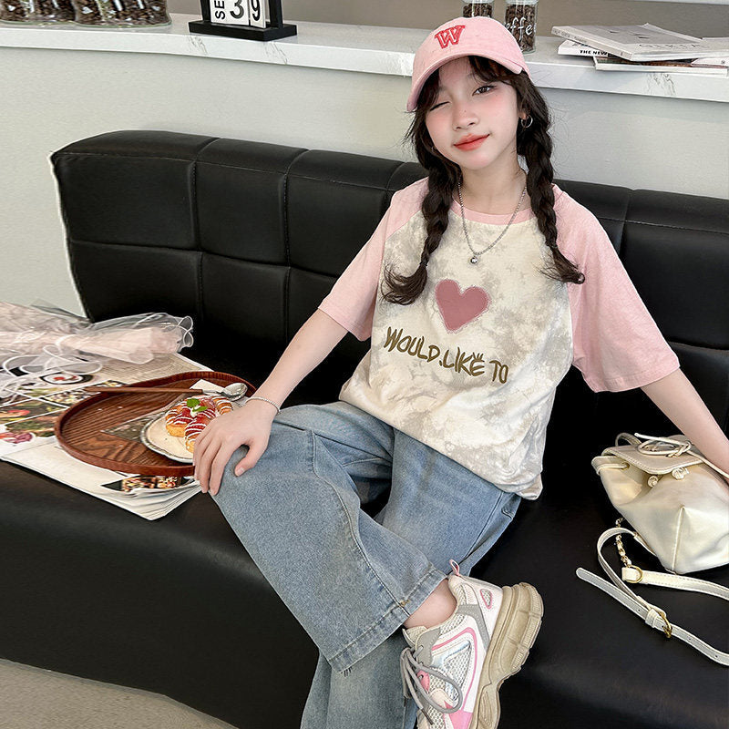 Children's Short-sleeved Summer Fashionable Casual Half-sleeved Teens Tops Children's T-shirt