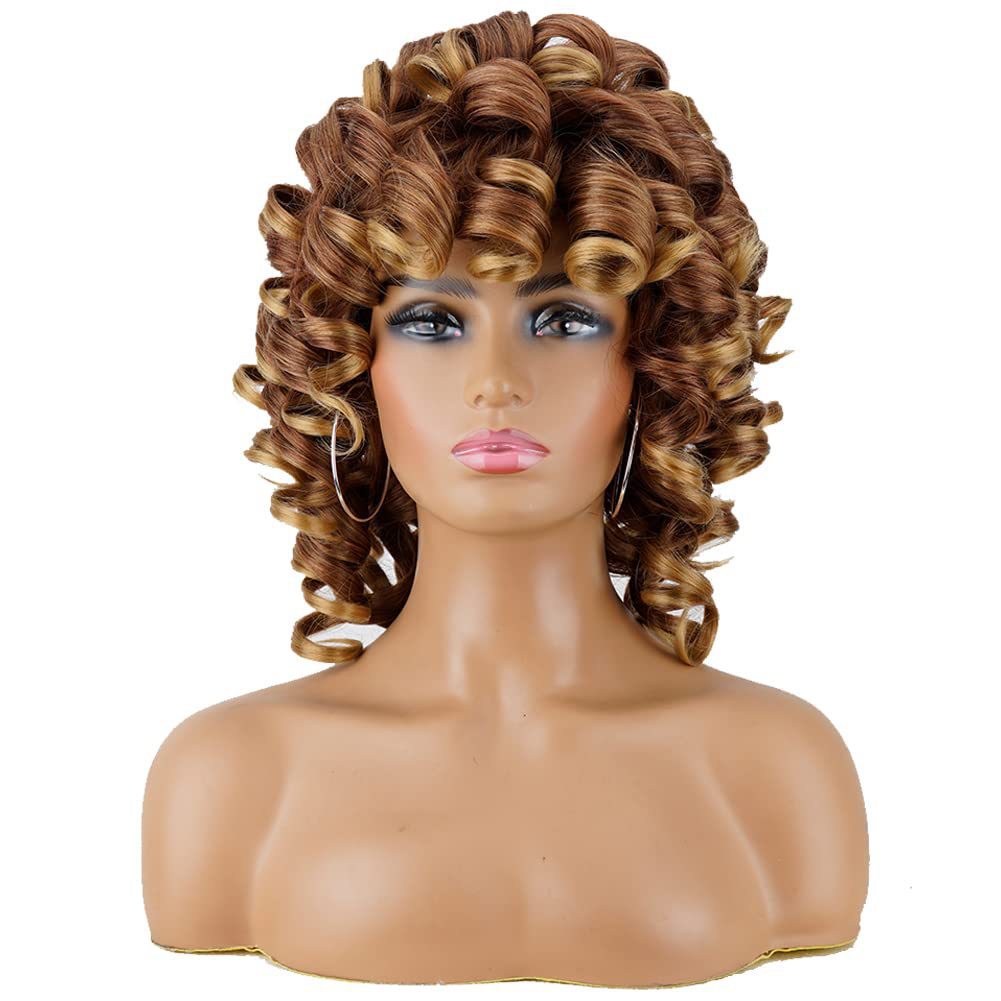 Women's African Screw Tape Bangs Optional Wig Short Curly Hair