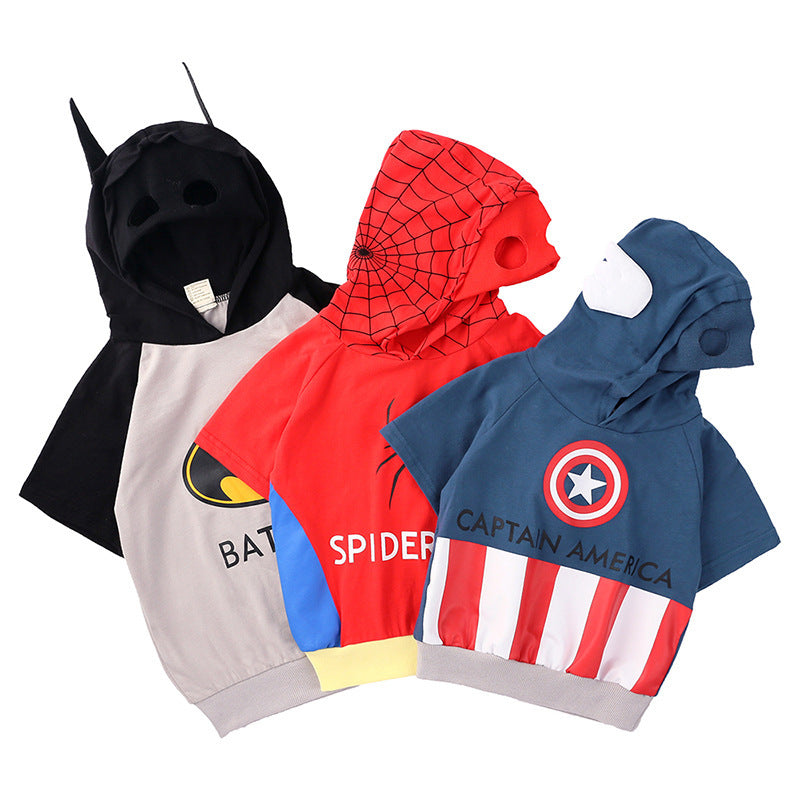 Children's Clothing Summer Cartoon Hooded Mask Short Sleeve Children's T-shirt