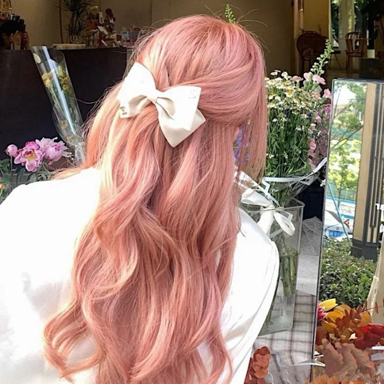 Pink Female Hair Natural Sweet Simulation Wig Long Curls