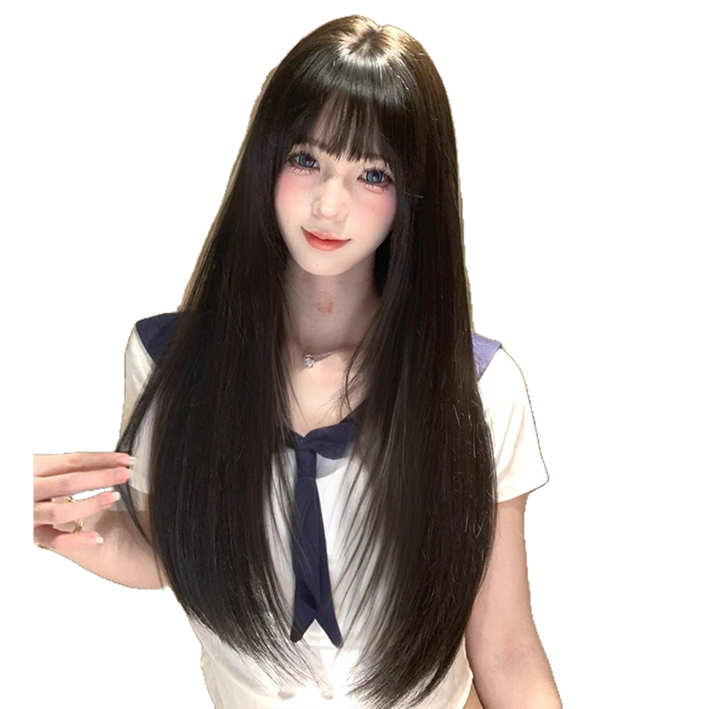Berlin Traceless Ventilation Temperament Bangs Hair Long Straight Wig