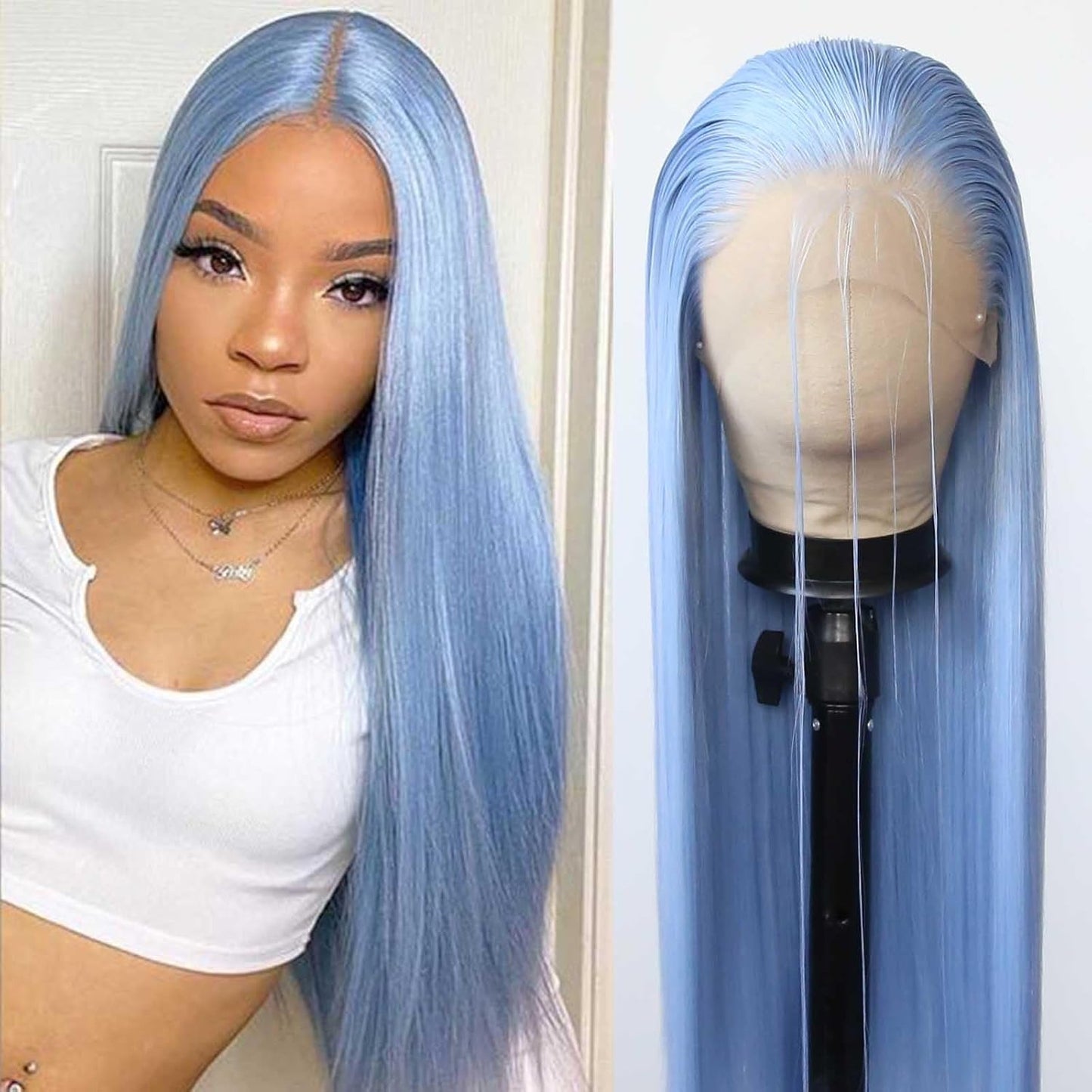 Women's Front Lace Natural Simulation Hair Chemical Long Straight Wig