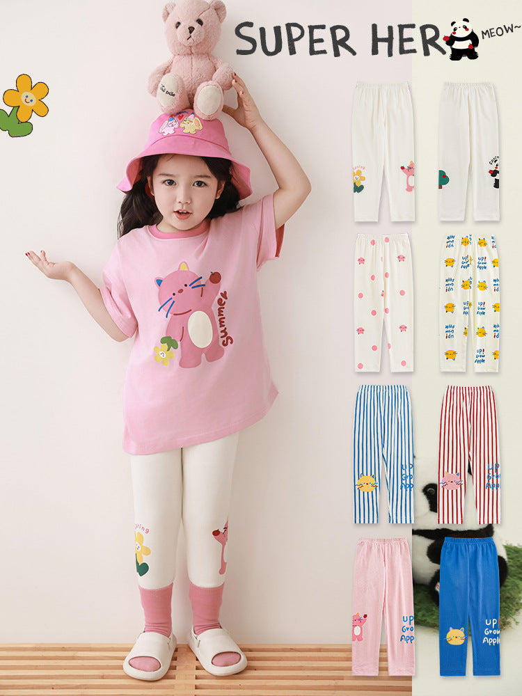 Cartoon Printed Leggings Childlike Cute Casual Children's Pants