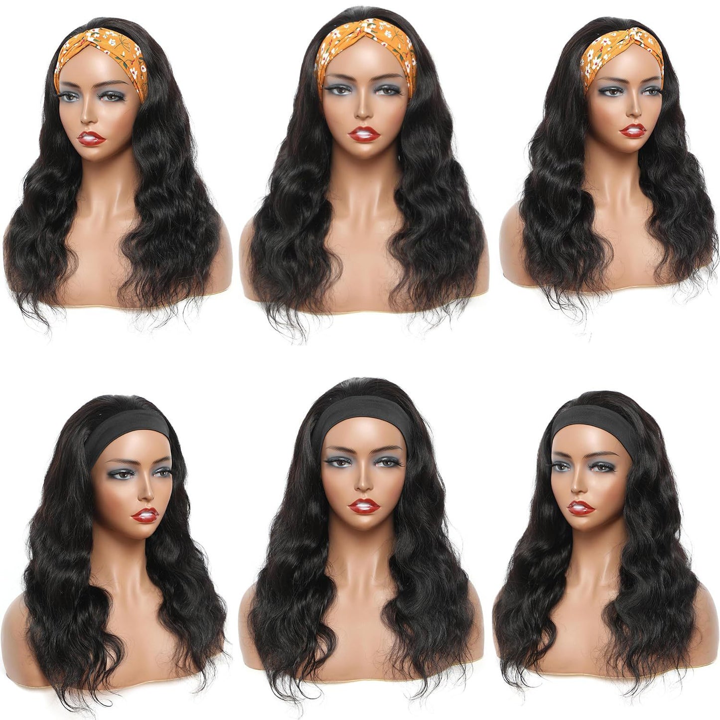 Women's Ice Ribbon Black Curly Hair Big Wave Head Wig Long Curls