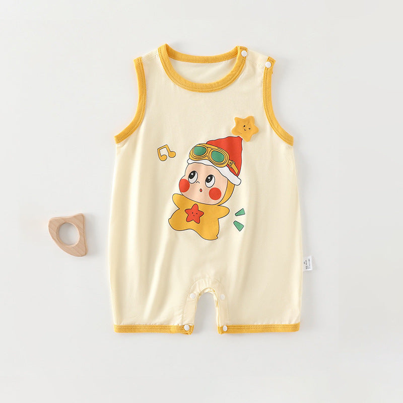Summer Thin Sleeveless Vest Unisex Pajamas Jumpsuit, Climbing Suit